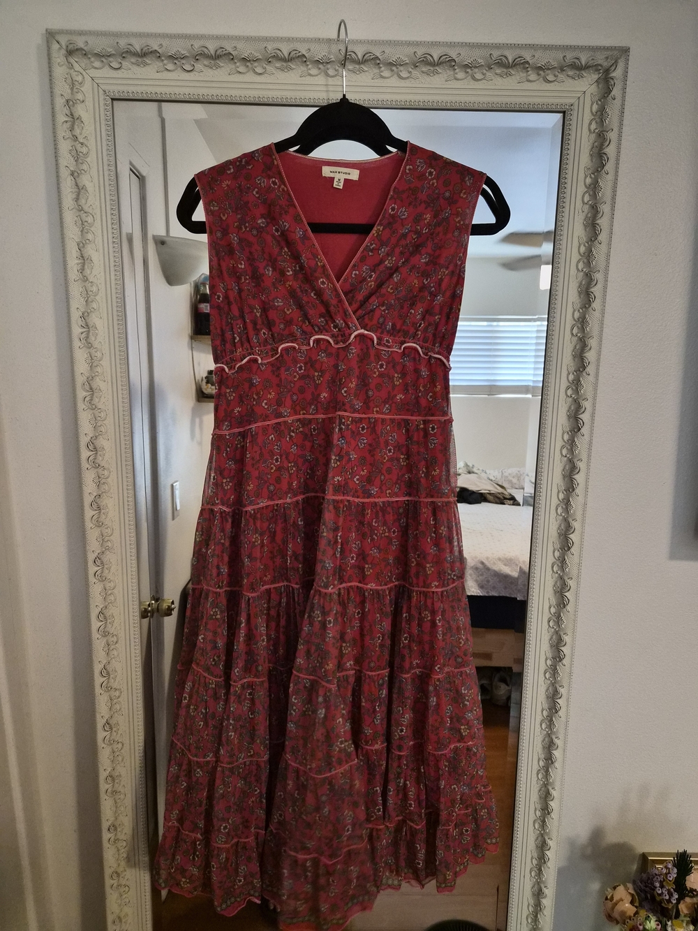 Max Studio Red Floral Tiered Maxi Dress - Picture 5 of 6